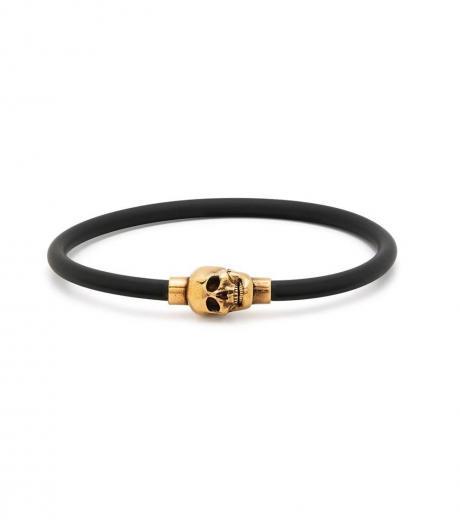 black gold skull rubber bracelet