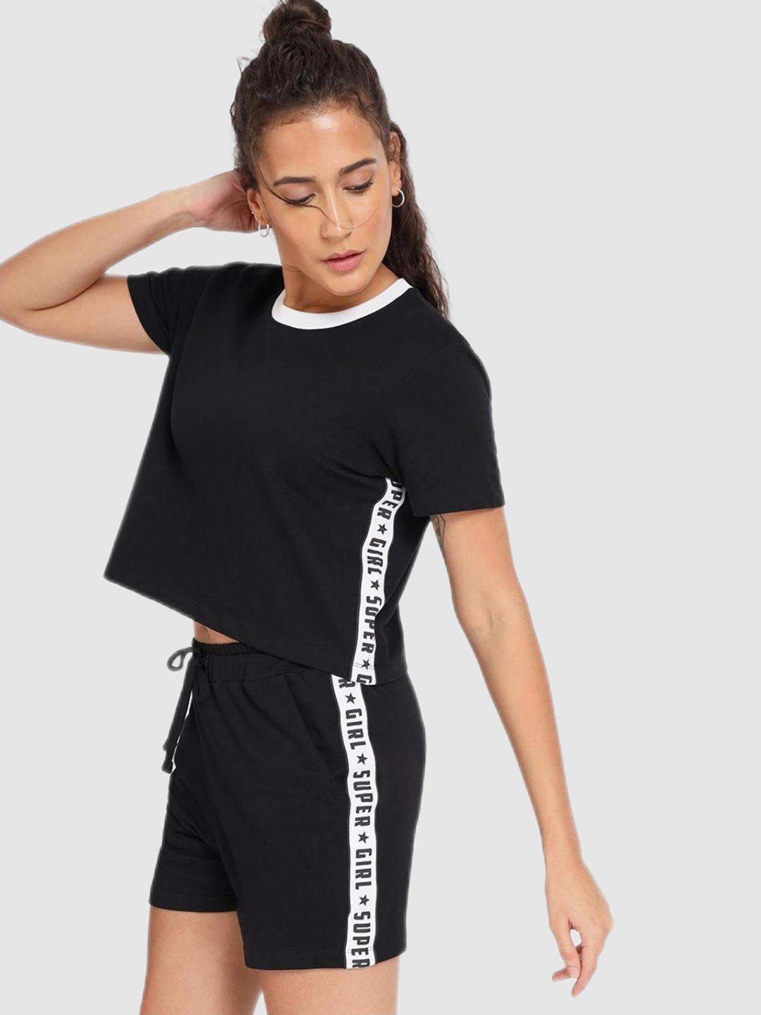 black graphic co-ord sets