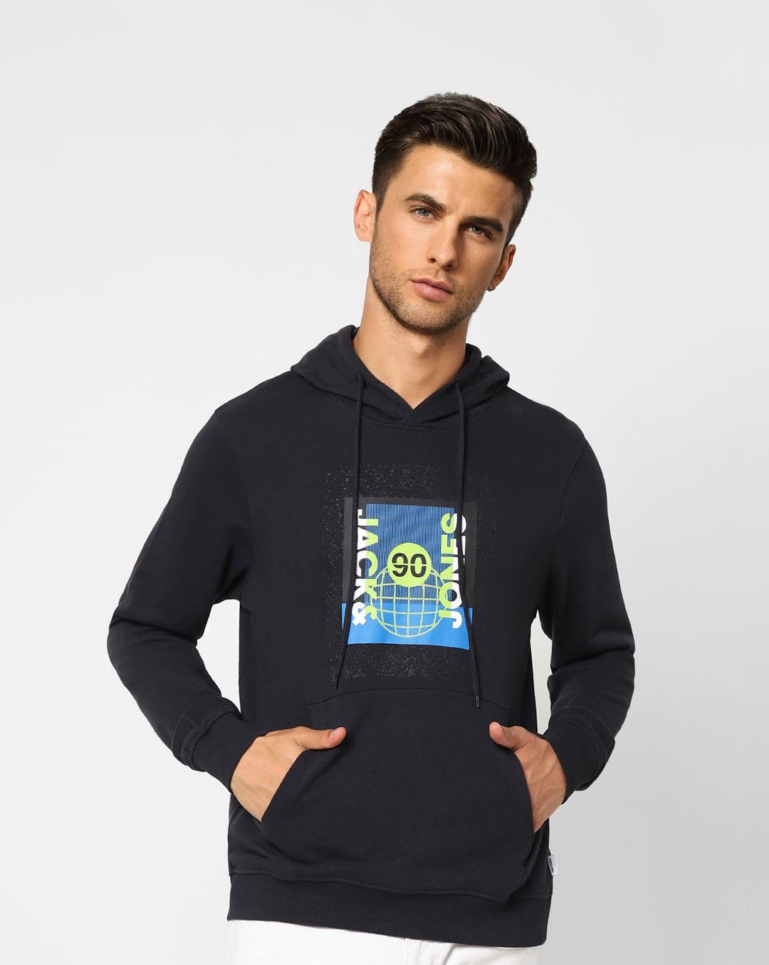 black graphic logo print sweatshirt