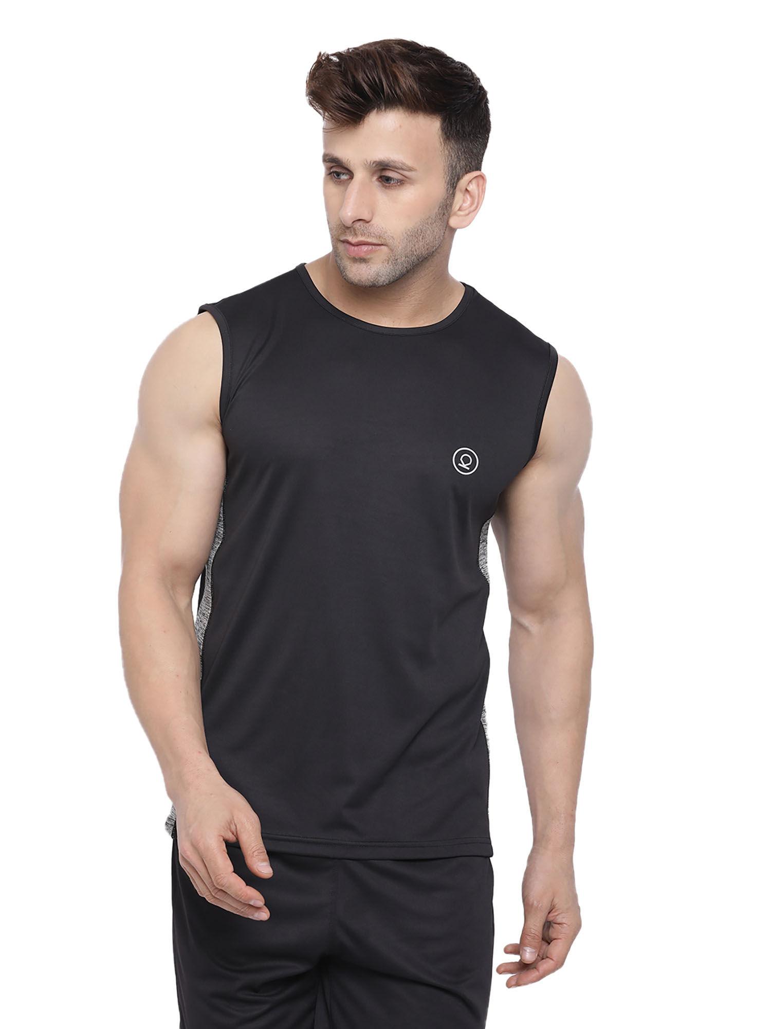 black grey men gym tank tops black