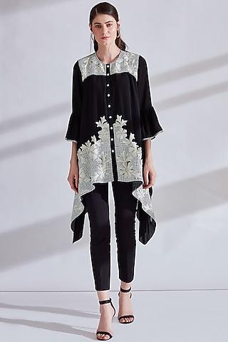 black hand embellished tunic