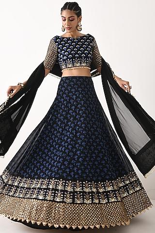 black hand embroidered lehenga set