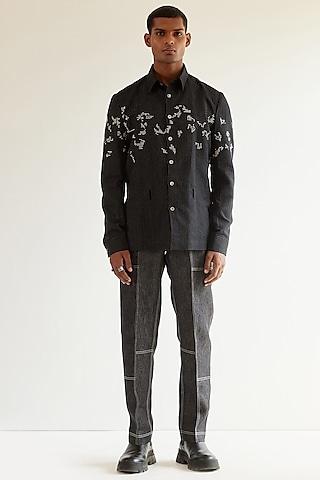 black hand embroidery shirt