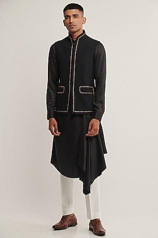 black handloom cotton jawahar jacket
