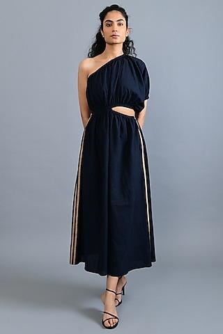 black handloom cotton maxi dress