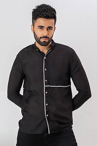 black handwoven cotton shirt