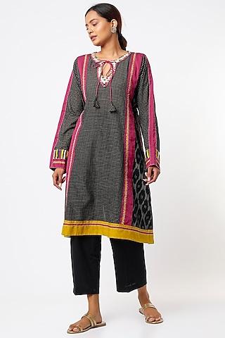 black handwoven tunic set