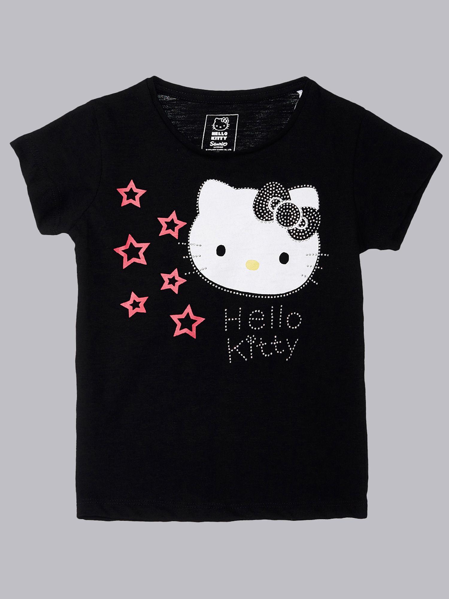 black hello kitty embellished top