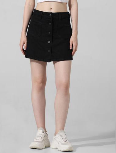 black high rise denim skorts