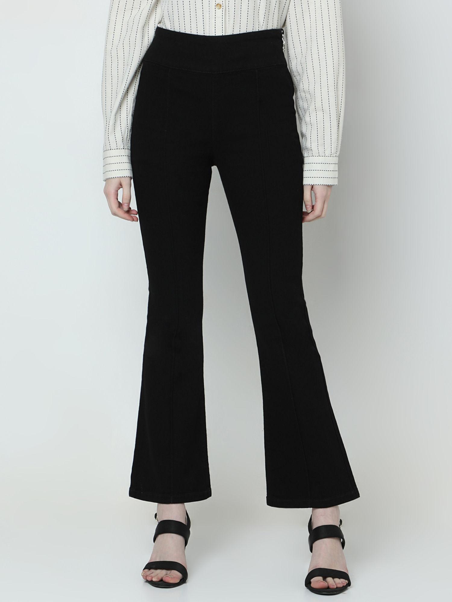 black high rise flared pant