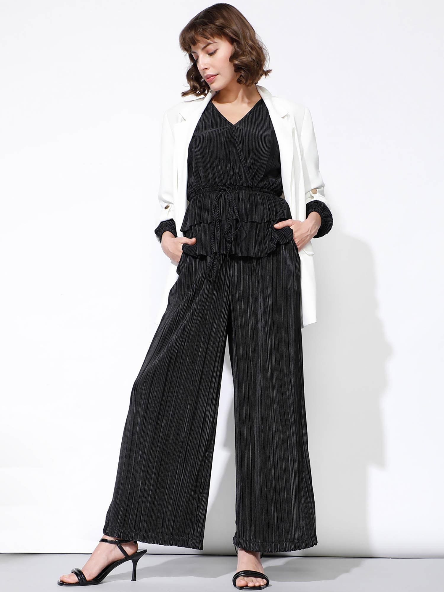 black high rise flared pants