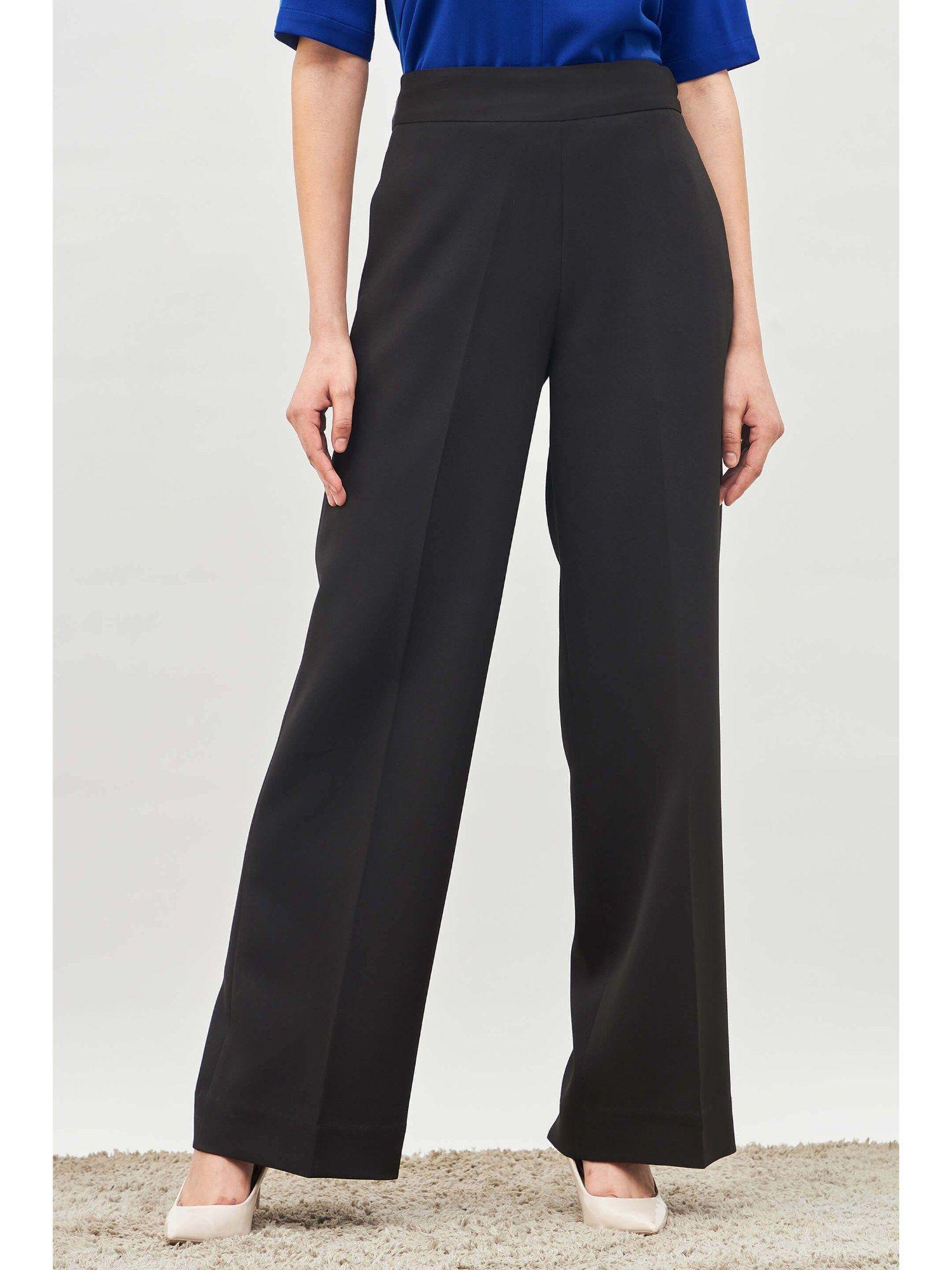 black high rise flared trousers