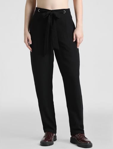 black high rise loose fit pants