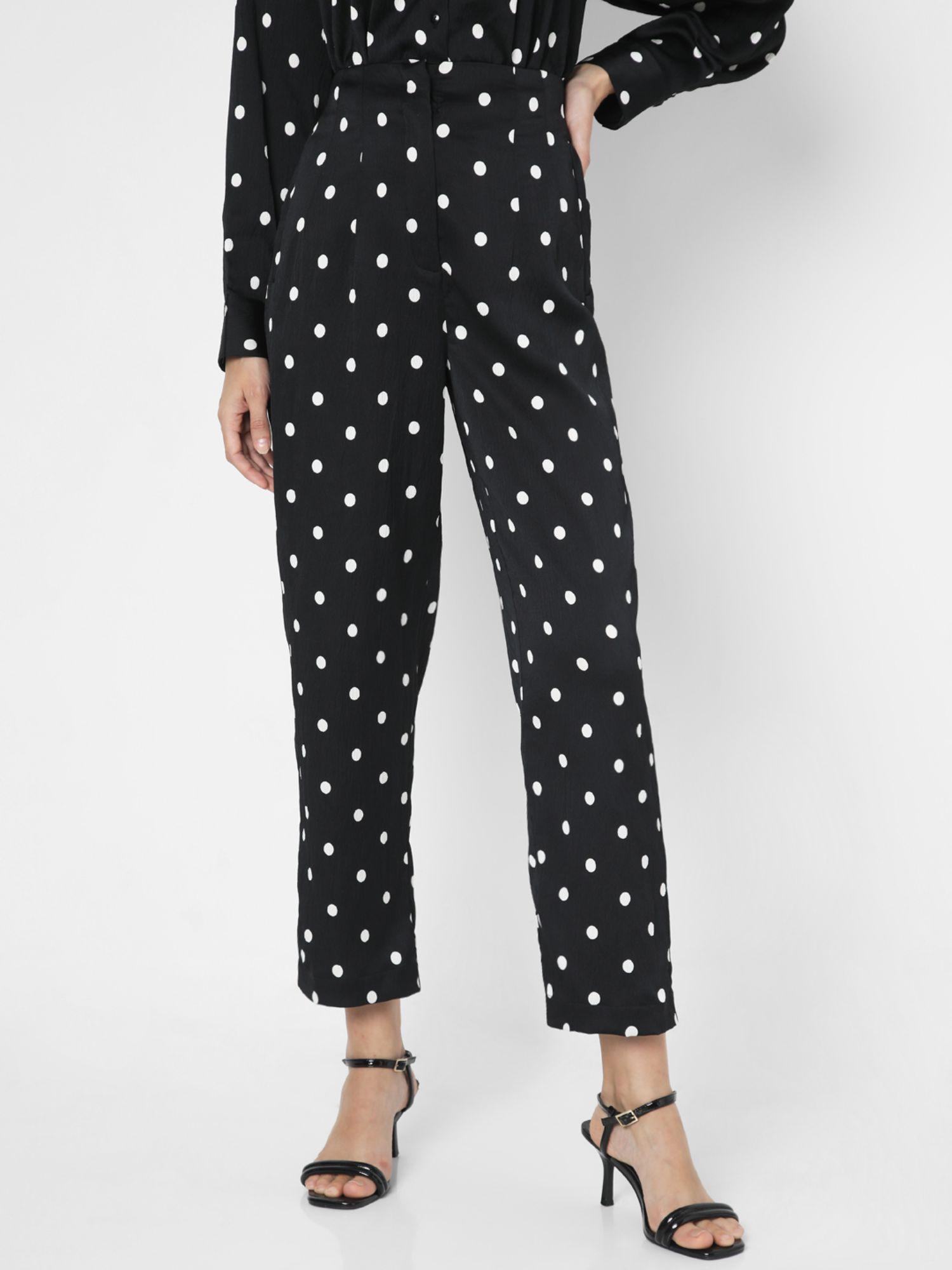 black high rise polka dot pant