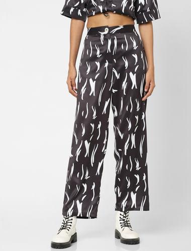 black high rise printed co-ord pants