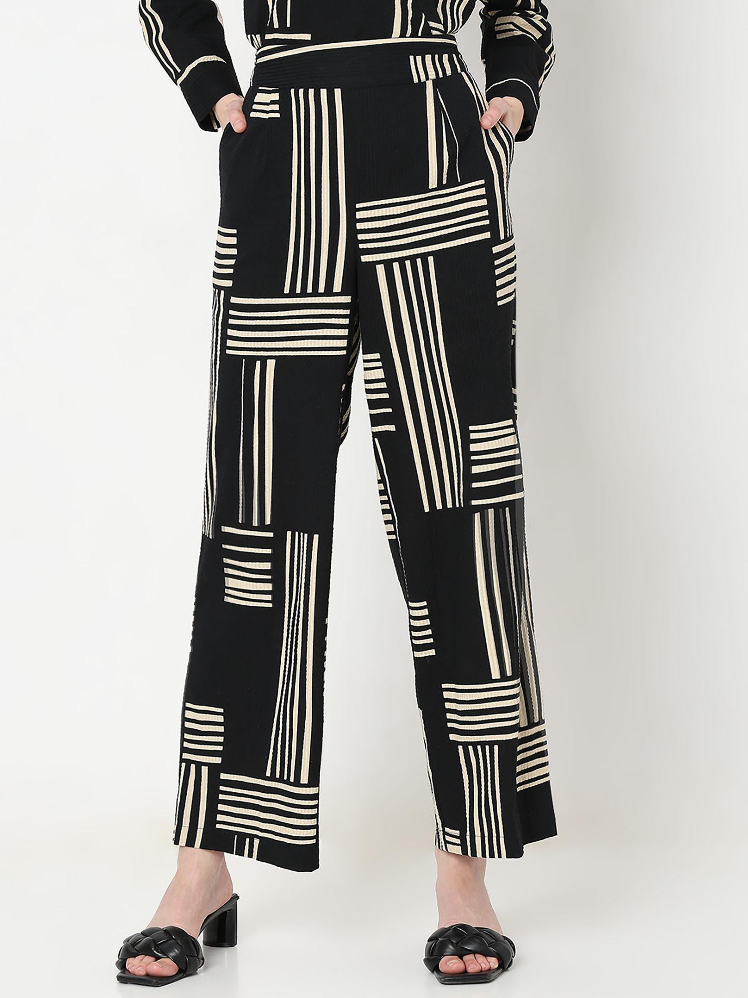 black high rise printed pant