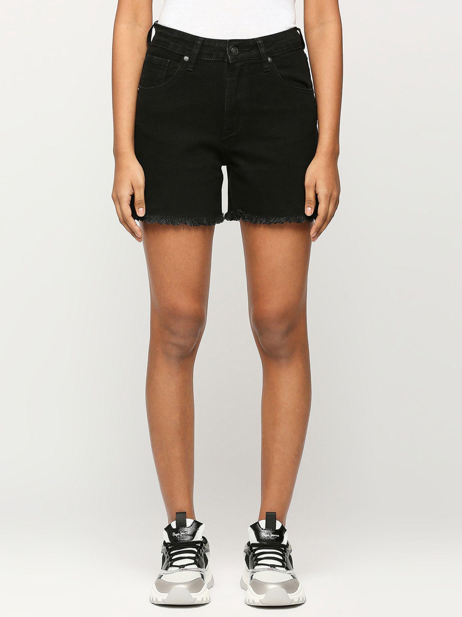 black high rise regular fit shorts