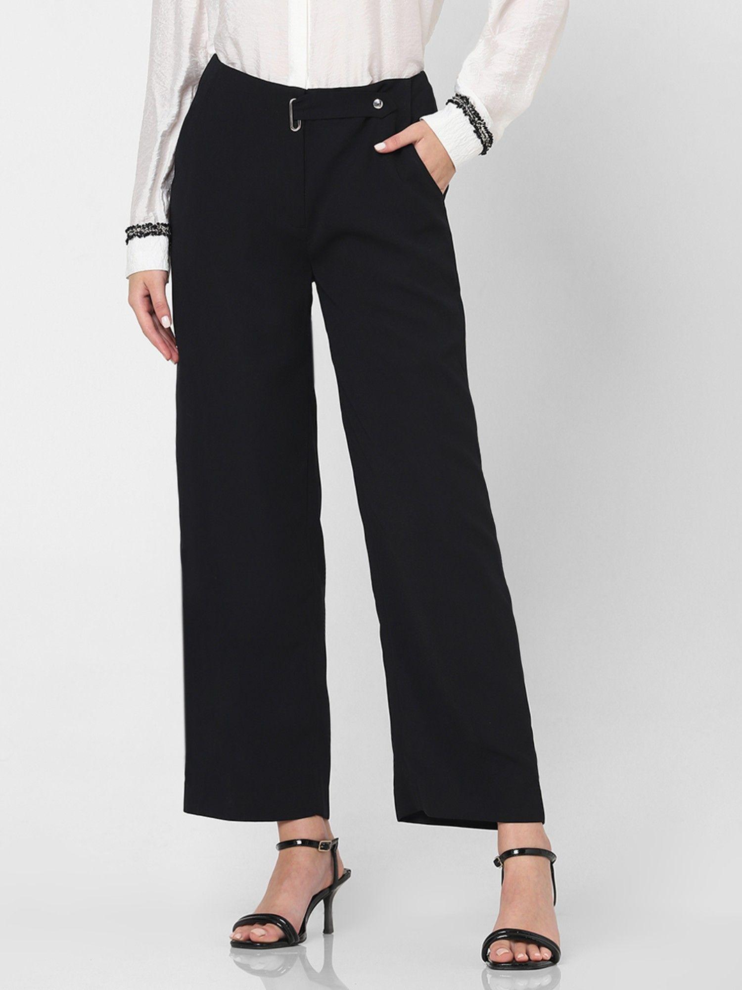 black high rise straight fit pant