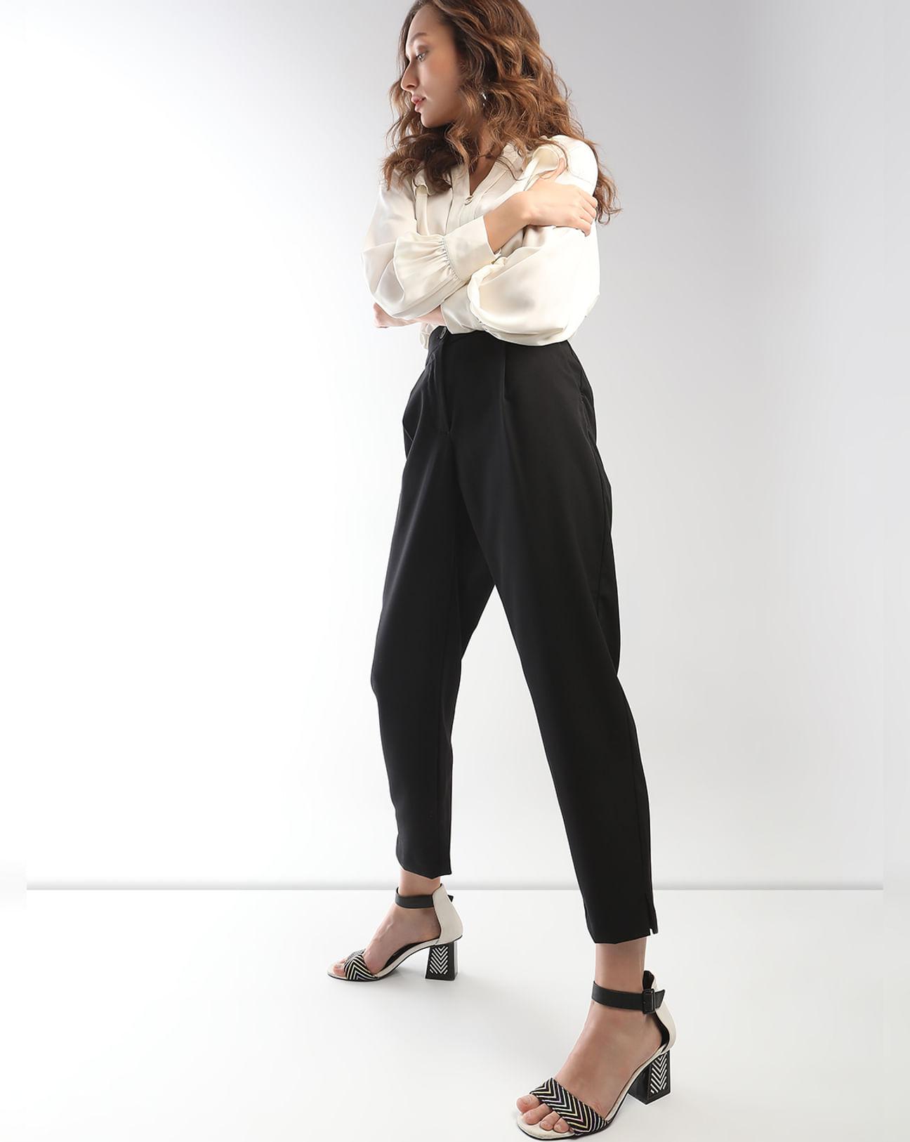 black high rise tailored pants