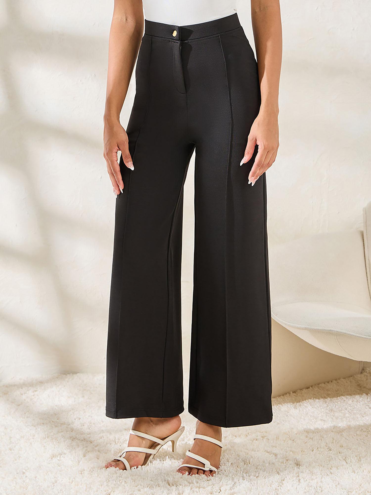 black high rise wide leg pant