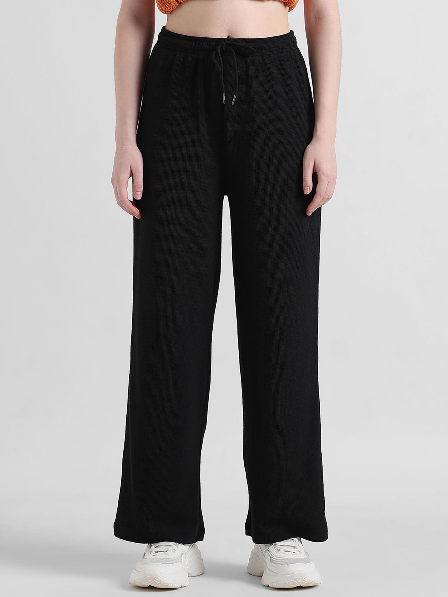 black high rise wide leg pants