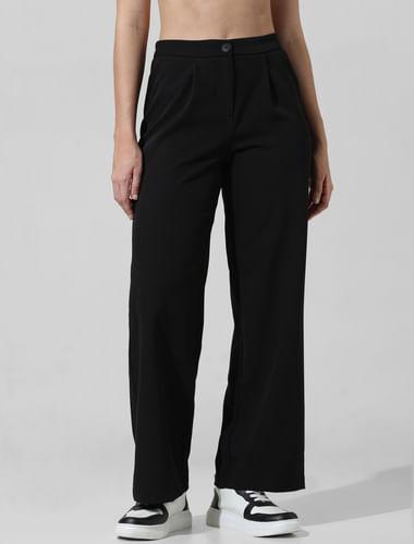 black high rise wide leg pants