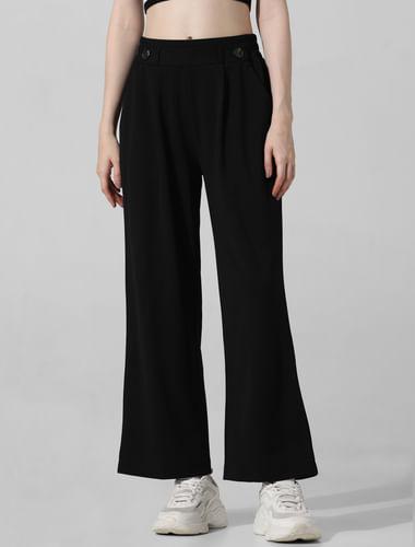 black high rise wide leg pants