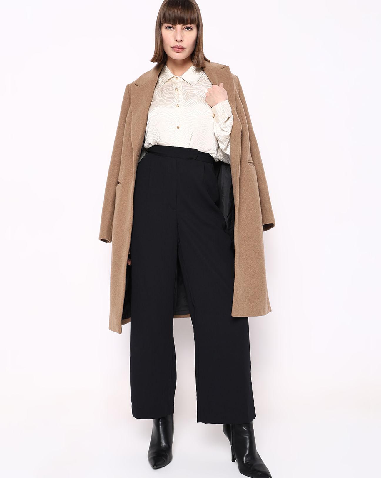 black high rise wide leg pants