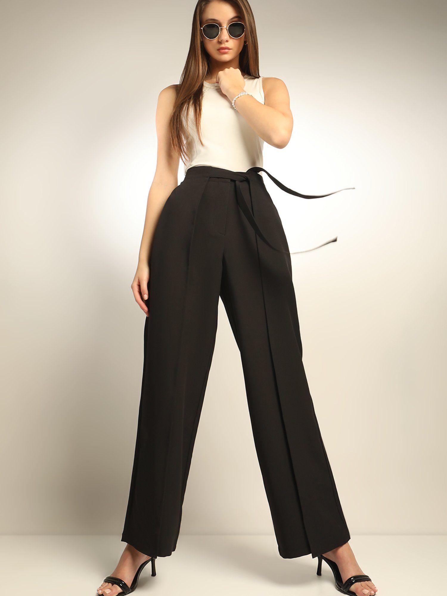 black high rise wrap pant