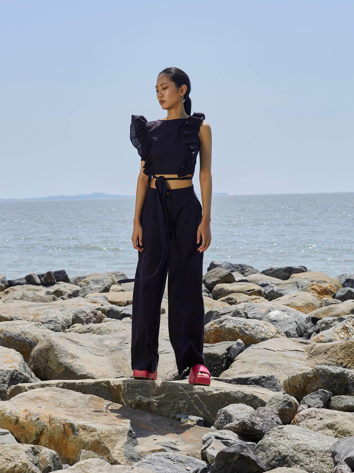 black high-waisted trouser