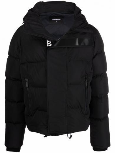 black hooded puffer jacket