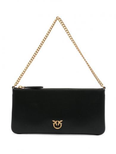 black horizontal flat clutch bag