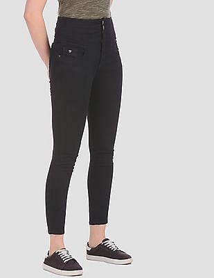 black hourglass skinny fit high waist jeans