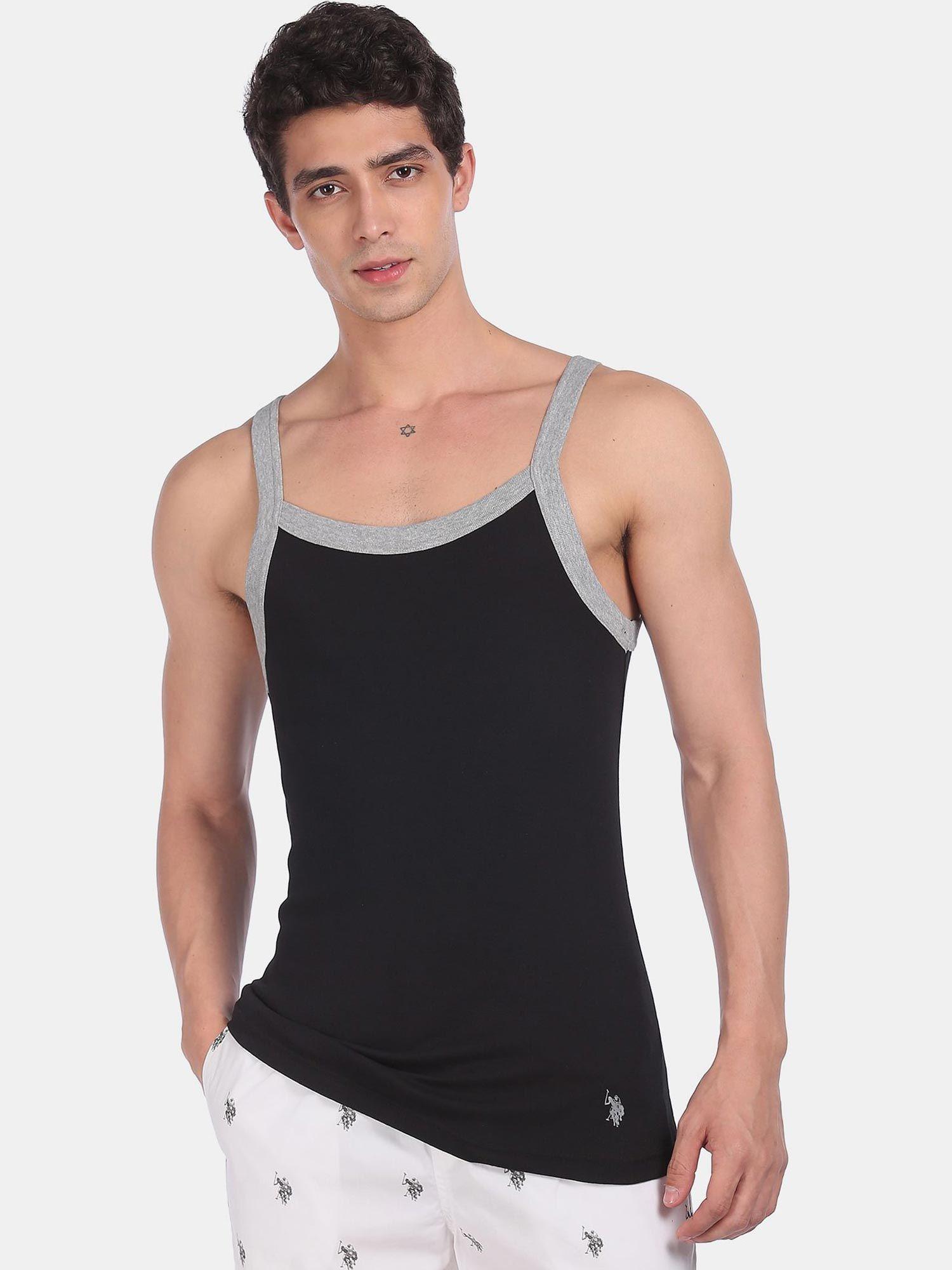 black i636 comfort fit cotton vest black