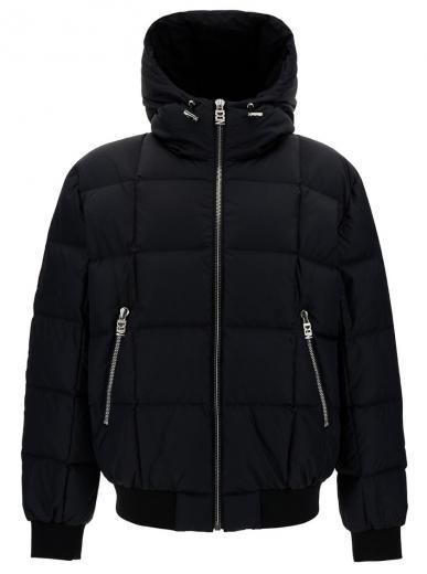 black icon down hooded jacket