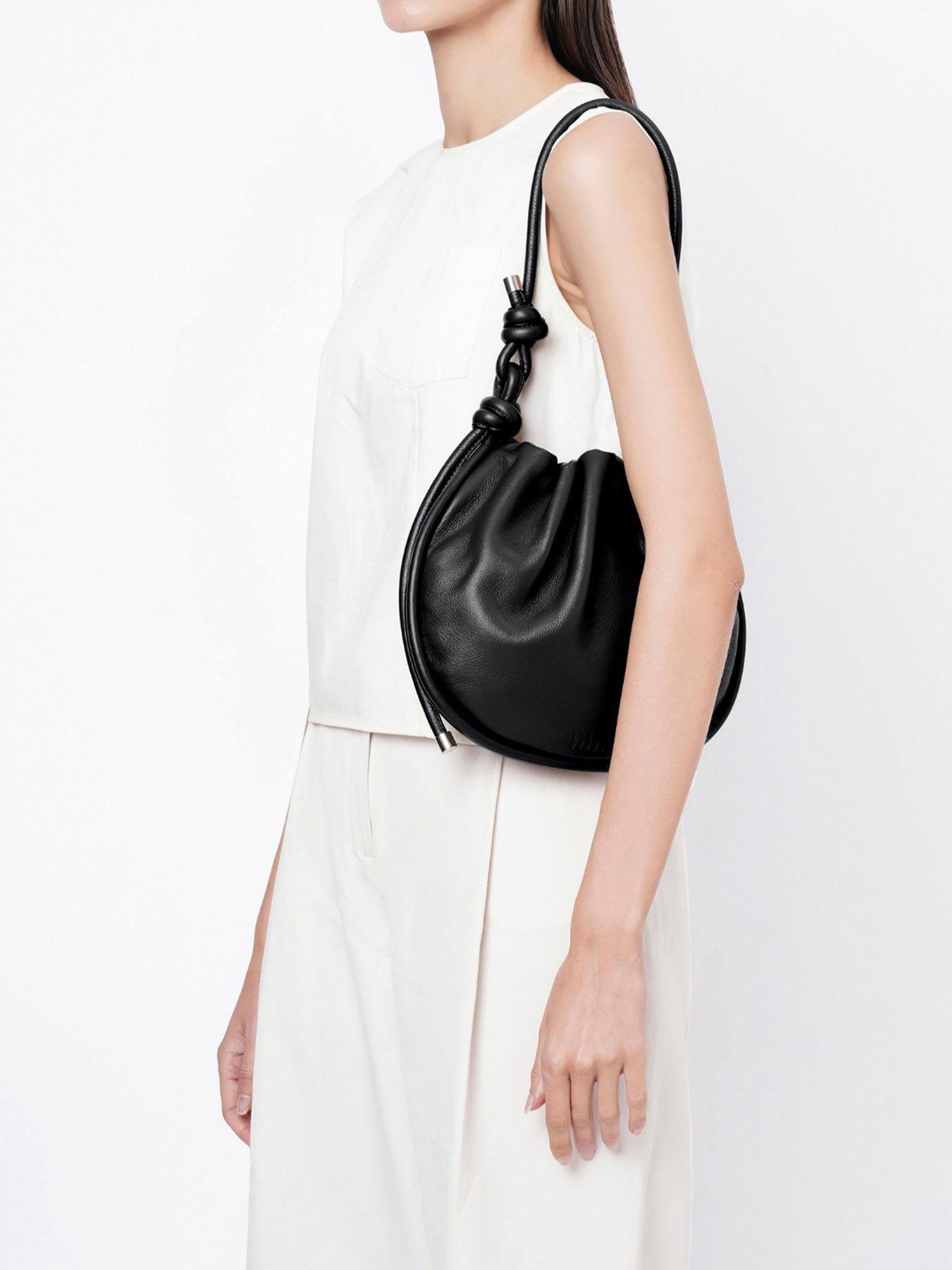 black ina medium milled shoulder bag