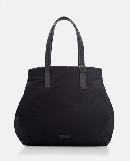 black intreccio nylon tote bag