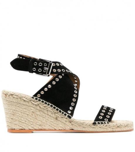 black iriane wedge sandals