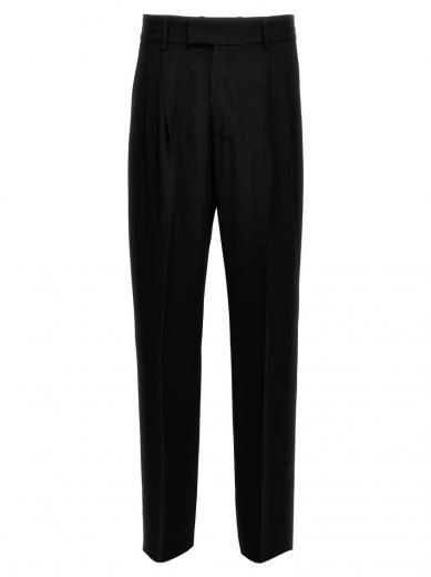 black ironed pleat pants