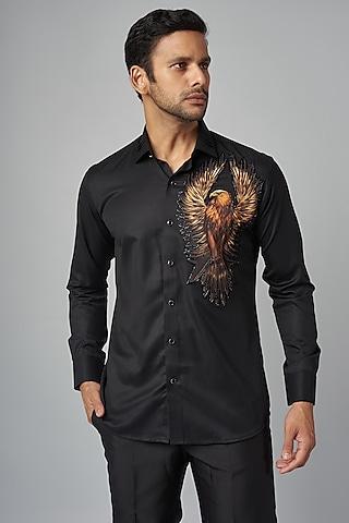 black italian fabric printed shirt