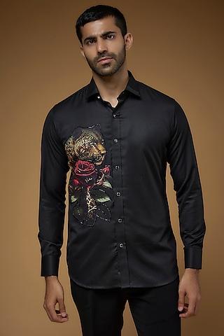 black italian fabric printed shirt