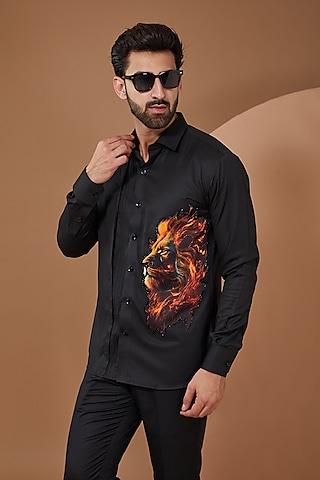 black italian fabric printed shirt