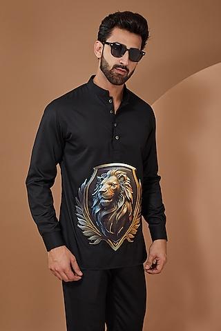 black italian fabric printed shirt