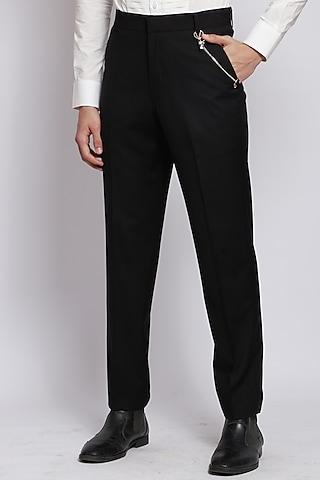 black italian terry rayon suiting trousers
