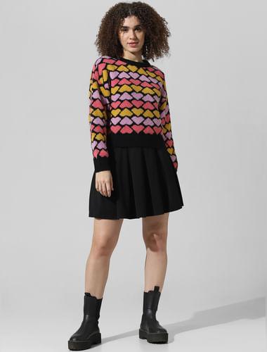 black jacquard knit pullover