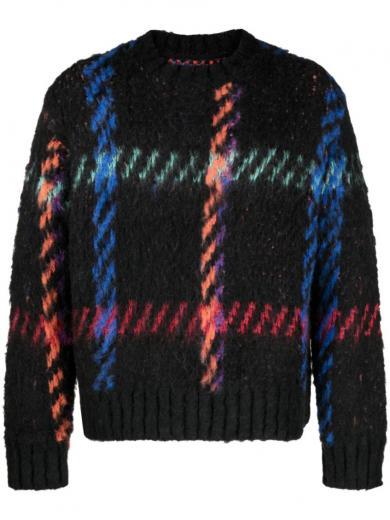 black jacquard knit pullover