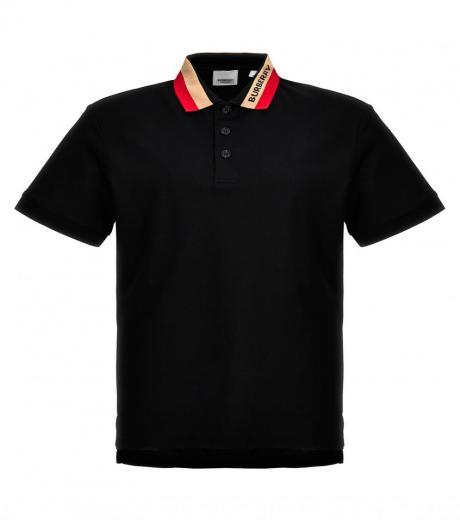 black jacquard logo polo