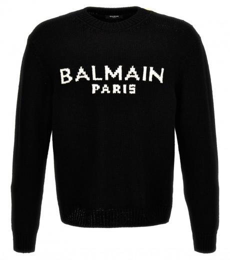 black jacquard logo sweater