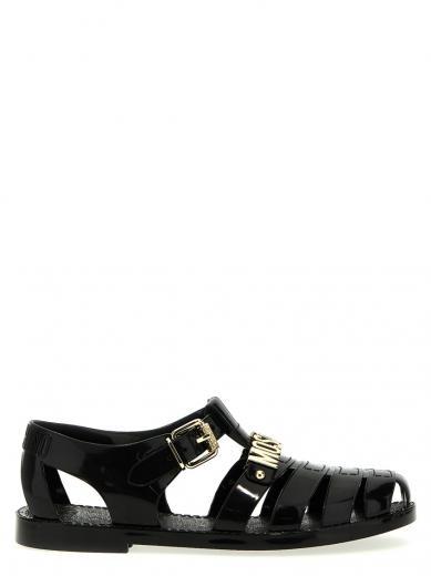 black jelly sandals