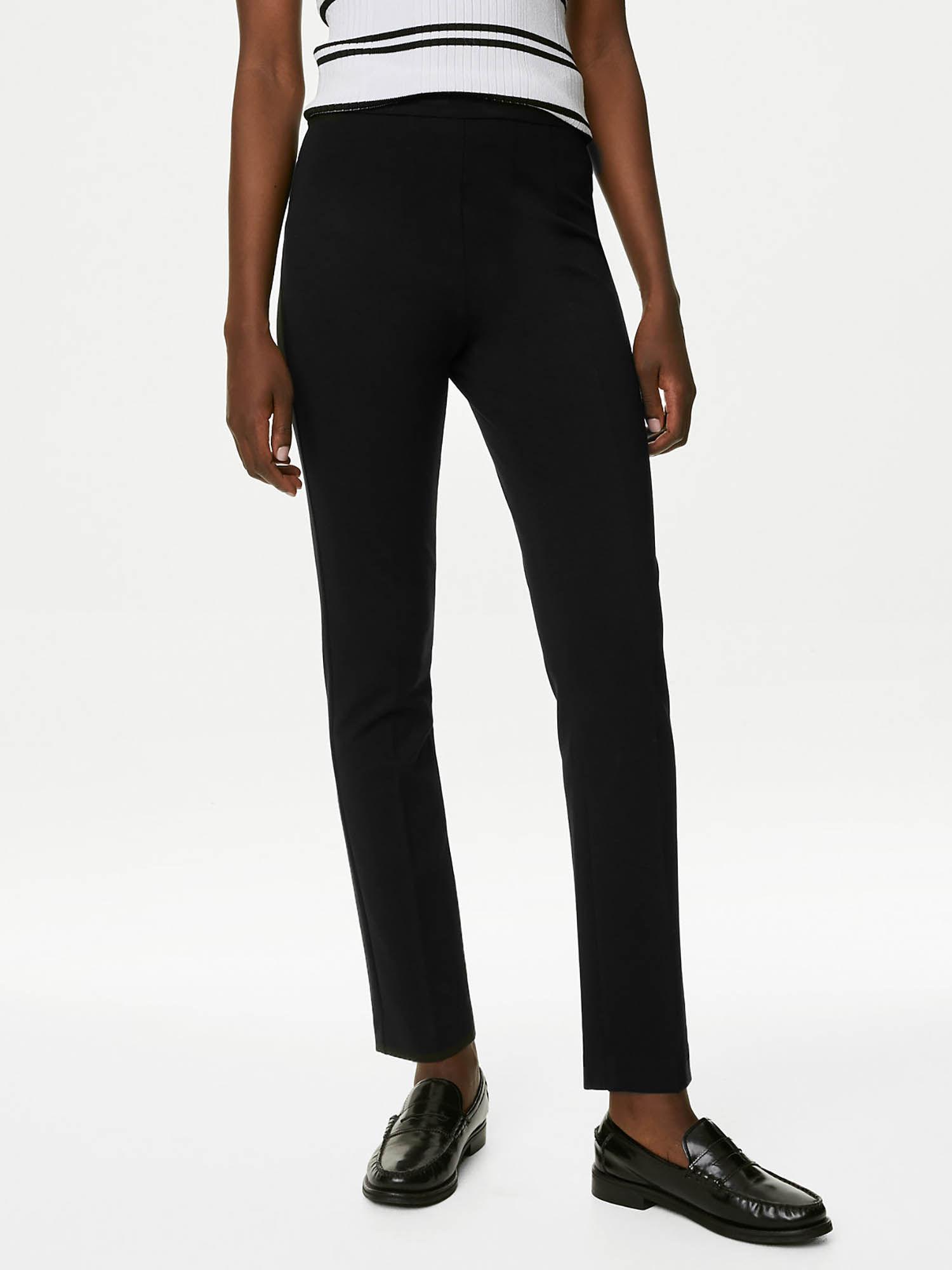 black jersey slim fit ankle grazer pant